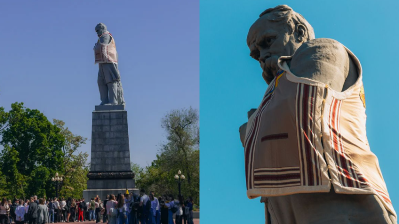 У Дніпрі пам’ятник Шевченку «вбрали» до Дня вишиванки
