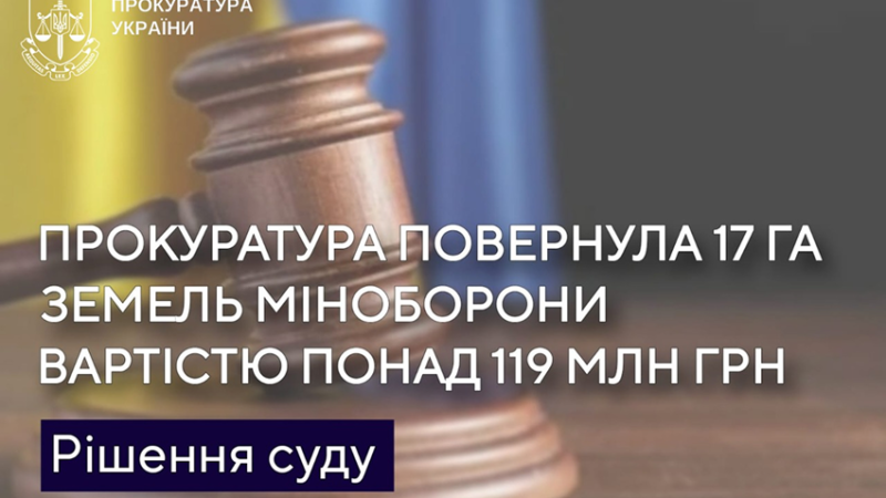 Прокуратура повернула Міноборони 17 га земель вартістю понад 119 млн грн