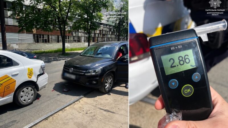 У Дніпрі нетверезий водій спричинив ДТП: в крові виявили майже 3 проміле алкоголю