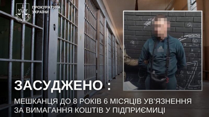 На Дніпропетровщині чоловіка засудили до 8,5 року за вимагання грошей у підприємиці